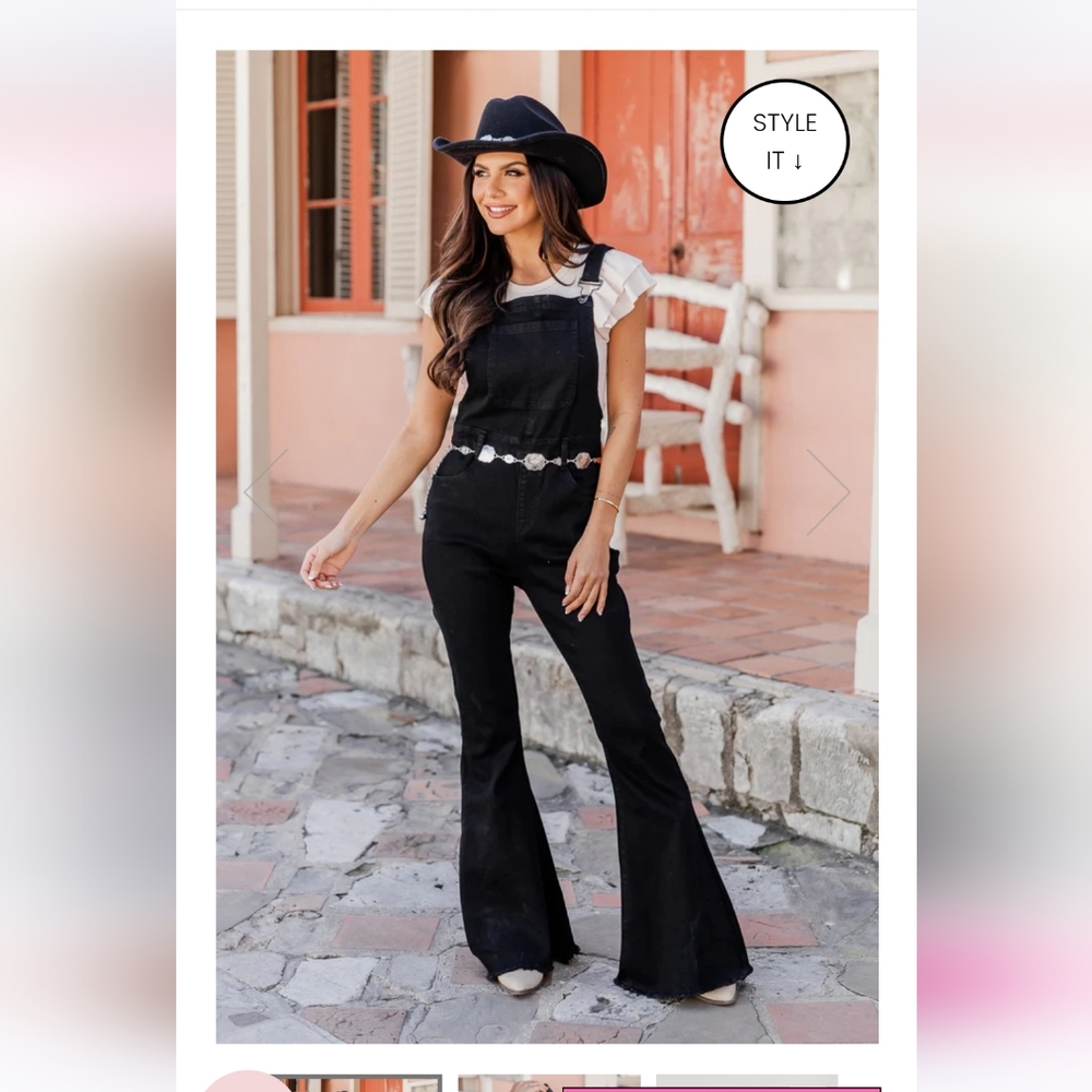 Like new, black are overalls. Pink Lily